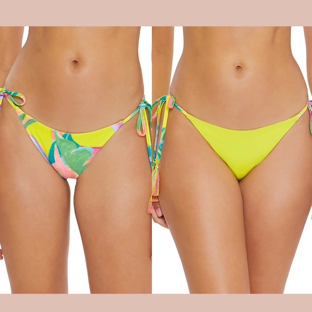 NEW BECCA‎ [ Large ] Virtue Costa Bella Reversible Side Tie Bikini Bottom U1305